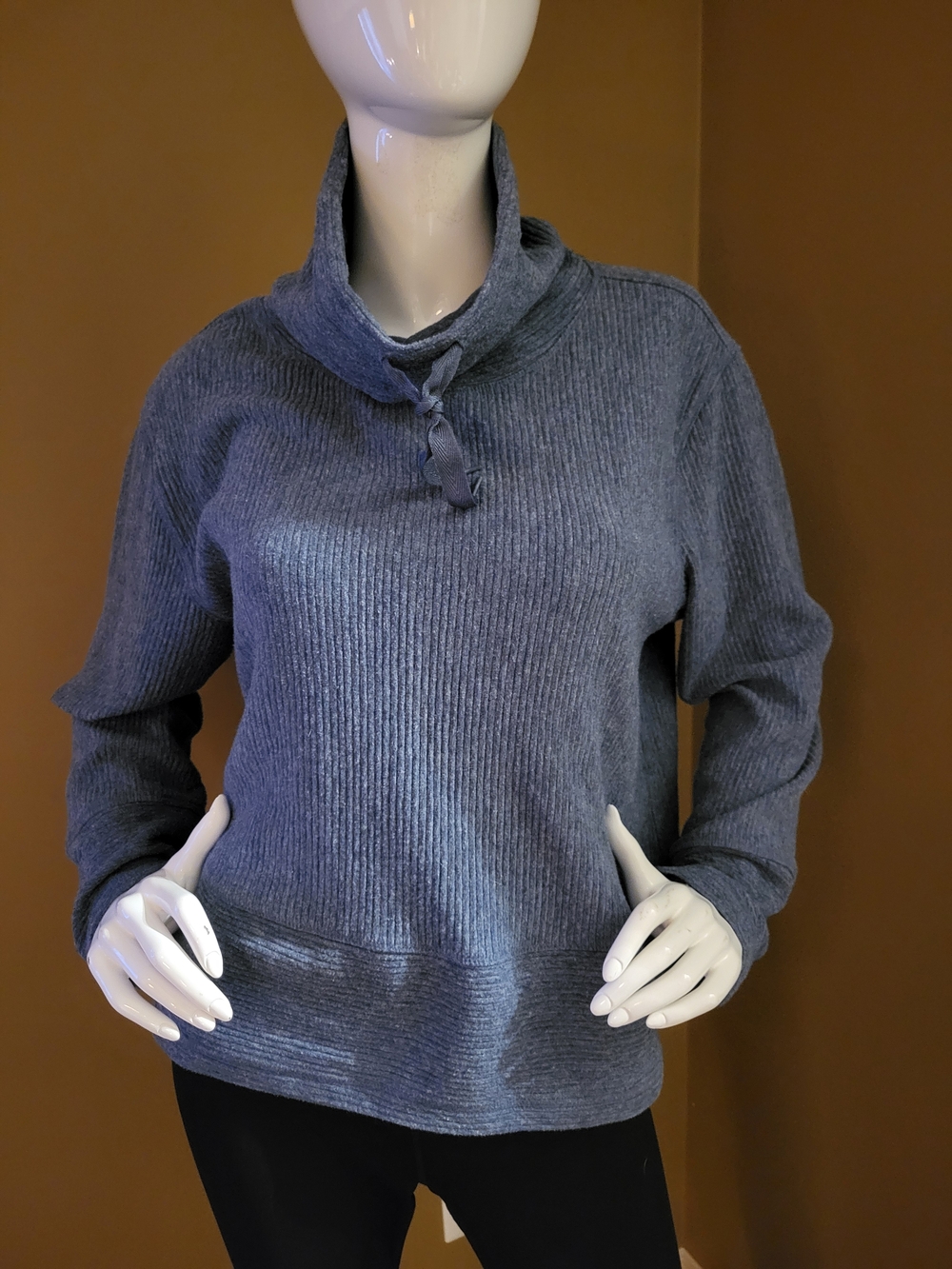RBX Ribbed Funnel Neck Pullover - Blue